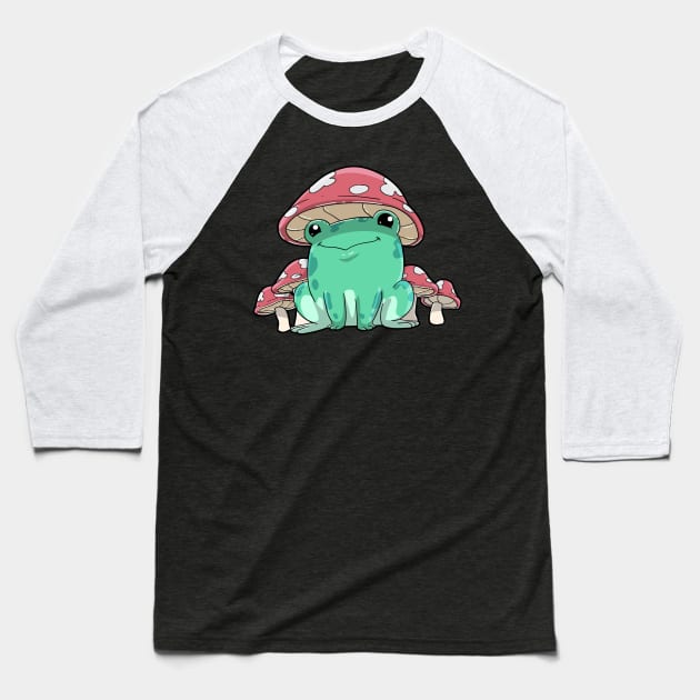 Frog Mushroom Kawaii Anime Baseball T-Shirt by KAWAIITEE